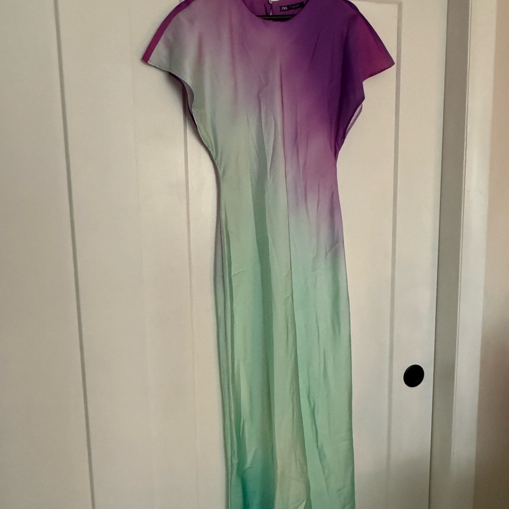 Zara Purple and Green Ombre Maxi Dress